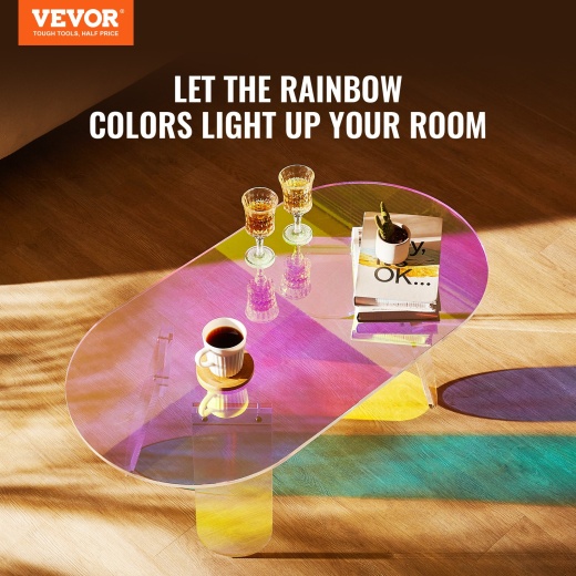 Vevor Acrylic Coffee Table - Iridescent Acrylic End Table for Living Room