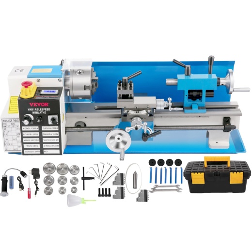 Vevor 7"x14" Mini Precision Wood Lathe 550W Metal Bench Lathe Turning Machine