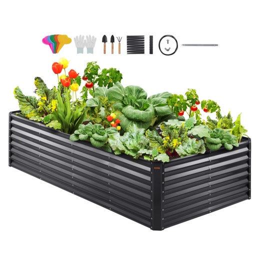 Vevor Galvanized Raised Garden Bed Planter Box 94.5x47.2x23.6" Flower Vegetable