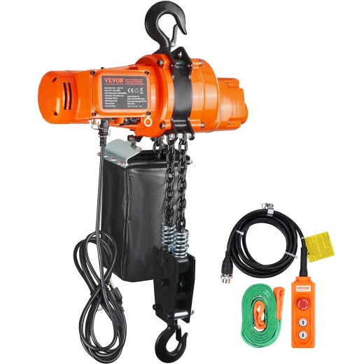Vevor Electric Chain Hoist Single Phase Crane Hoist 2200 Lbs Load 10 Ft Lifting