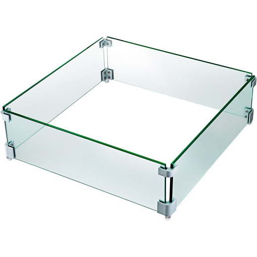 Vevor Square Fire Pit Wind Guard - 19" X 19" Glass Flame Guard