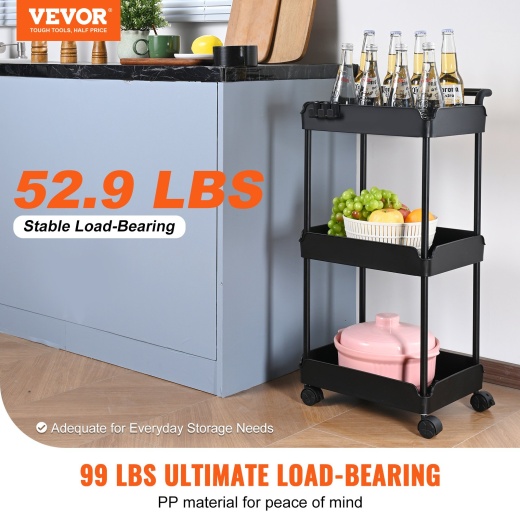 Vevor 3-Tier Rolling Utility Cart
