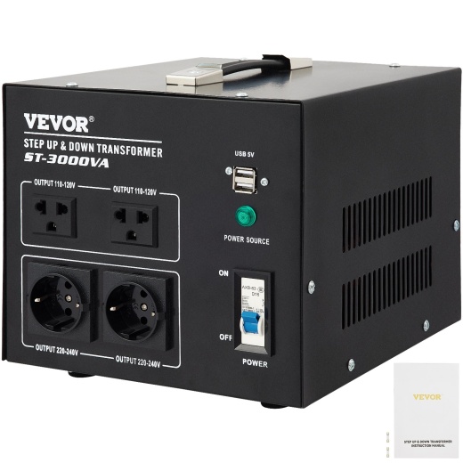 Vevor 3000W Step Up Down Transformer Voltage Converter 240V-110V 110V-240V US-UK