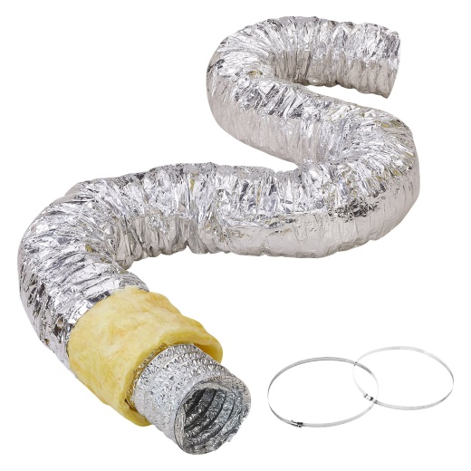 Vevor Dryer Vent Hose - 5'' Insulated Flexible Duct 25Ft Long with 2 Duct Clamps