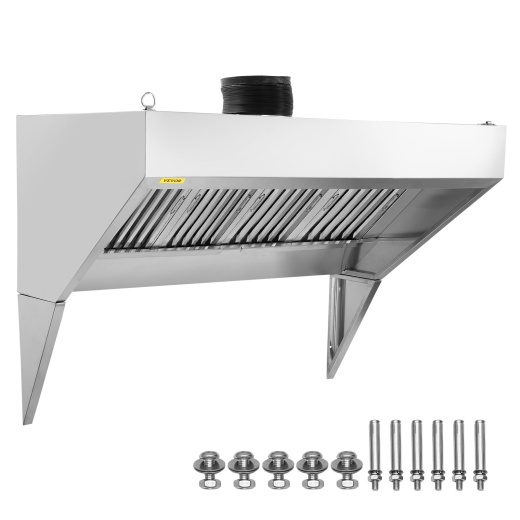 Vevor Commercial Exhaust Hood - 8Ft Food Truck Hood Exhaust with 201 Stainless Steel Concession Trailer Hood