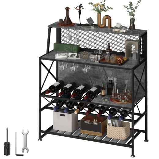 Vevor Wine Rack Home Bar Table - Industrial Liquor Storage Cabinets