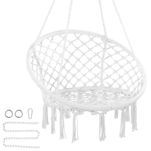 Vevor Hammock Hanging Swinging Chair Macramé Hanging Chair For Indoor & Outdoor