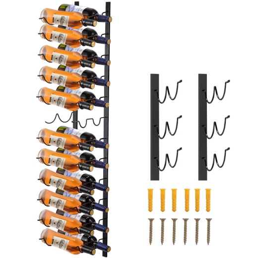 Vevor Wall Mounted Wine Rack - 12X2 Bottles Wine Holder