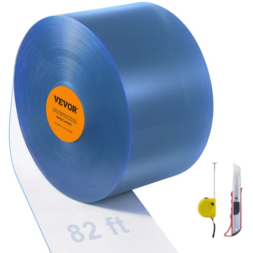 Vevor Strip Curtain, 82' Length x 8" Width x 0.08" Thickness, Clear PVC Smooth Curtain Strip Door Bulk Roll