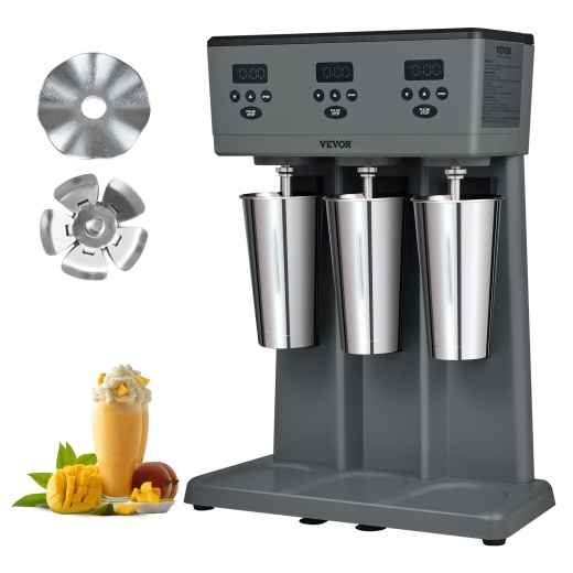 Vevor Milkshake Maker, 375W x 3 Electric Milkshake Machine, Commercial Triple Heads Drink Mixer Blender