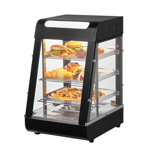 Vevor 3-Tier Commercial Food Warmer Display Countertop Pizza Cabinet With Light