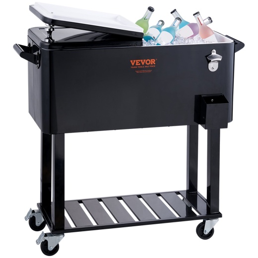 Vevor Rolling Ice Chest Cooler Cart 80 Quart - Portable Bar Drink Cooler