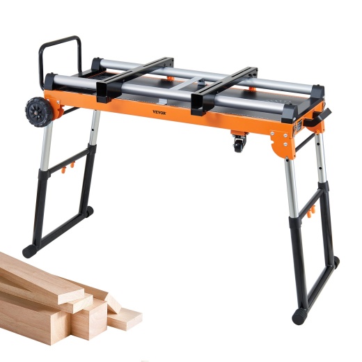 Vevor Miter Saw Stand - 42In Collapsible Rolling Miter Saw Stand with Onboard Outlets