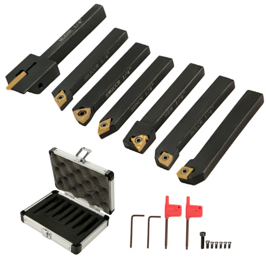 Vevor Indexable Carbide Tools 1/4" Industrial Lathe Tool Set - 7pcs