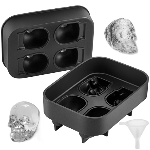 Vevor Skull Ice Cube Tray - 4-Grid Skull Ice Ball Maker