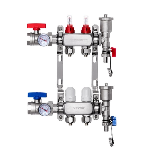 Vevor 2-Branch Radiant Heat Manifold 1/2" Pex Tubing Floor Heating Manifold Set