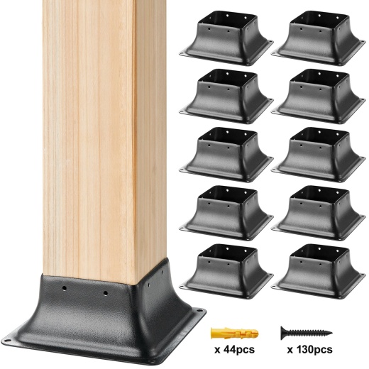 VEVOR Post Base 4X4 10Pcs, Internal 3.6"x3.6" Heavy Duty Powder-Coated Steel Post Bracket