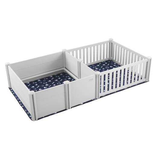 Vevor Dog Whelping Box 93.3 X 48.4 X 18.1In Dual Zone Pvc With Rails Pee Pad