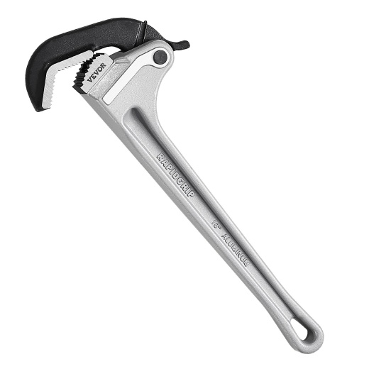 Vevor Aluminum Straight Pipe Wrench 18 In Automatic Jaw Adjustment 60Crv Jaw