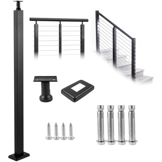 Vevor Cable Rail Post - Stainless Steel Handrail Post for Deck and Stair Railing