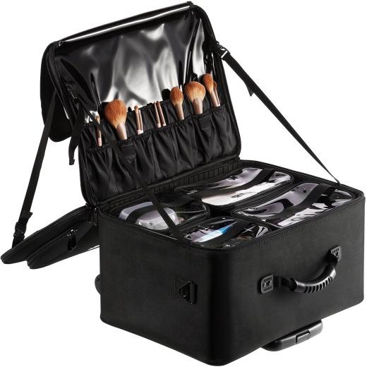 Vevor Rolling Makeup Train Case - 3 Tiers of Storage, Convenient Carry, Waterproof Oxford Material, Black