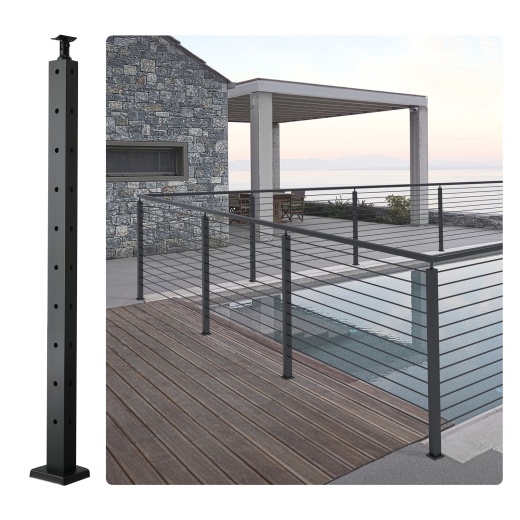 Vevor Cable Railing Post, 36" X 1" X 2" Steel L-Shaped Hole Corner Railing Post