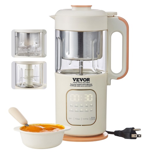 Vevor Baby Food Maker - 500W Baby Food Processor with Glass Bowl