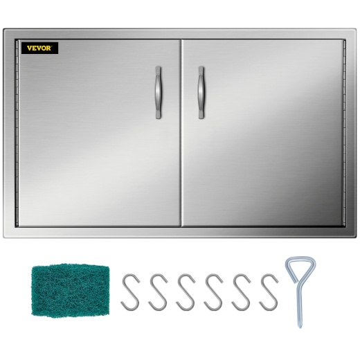 Vevor Outdoor Kitchen Access 34" X 19" Stainless Steel Flush Mount Double Door