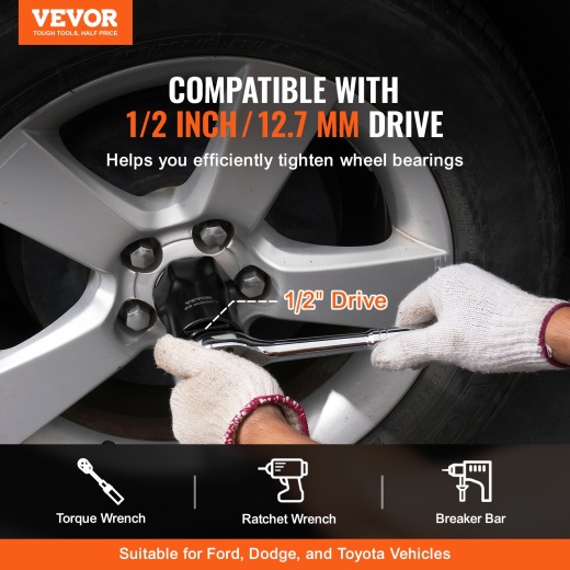 Vevor Wheel Bearing Locknut Socket Set 1/2 In Drive 7 Pcs Sae And Metric 6-Point