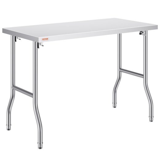 Vevor Commercial Worktable Workstation - 48 X 24 Inch Stainless Steel Folding Table