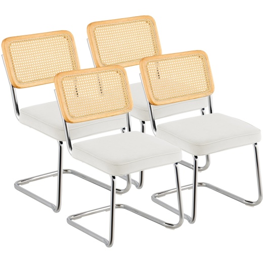 Vevor Rattan Dining Chairs Set Of 4 - Mid Century Modern Velvet Accent Chairs