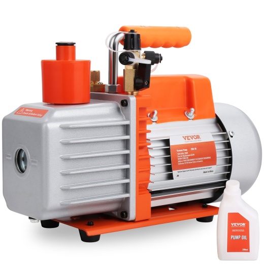 Vevor 1/3 Hp 2 Stage Rotary Vane Vacuum Pump - 5 Cfm