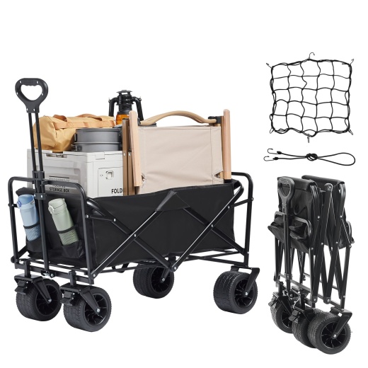 Vevor Collapsible Folding Wagon - 3 Cu.Ft Beach Cart with All-Terrain Wheels