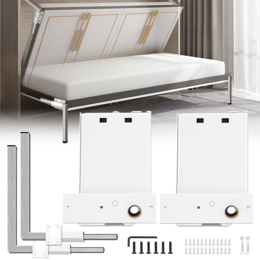 Vevor Murphy Mounting Wall Springs Mechanism Heavy Duty Support Hardware DIY Kit for Queen Twin Size Bed (Horizontal), White