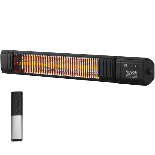 Vevor Infrared Heater, 1500W Remote Control Electric Space Infrared Heater, Carbon Infrared Outdoor Heater With 9 Speeds & 24H Timer, For Porch,Patio,Dining Room,Studio,Backyard,Garage, Wall Mount