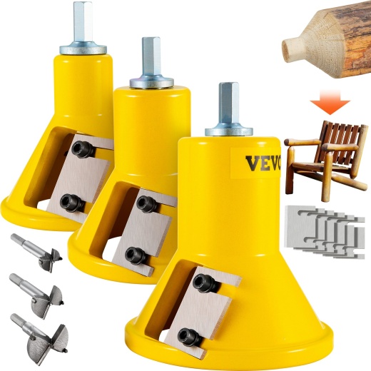 Vevor Tenon Cutter, 1"/25.4Mm & 1.5"/38Mm & 2"/50.8Mm, Home Master Kit, Premium Aluminum & Steel Log Furniture Cutter