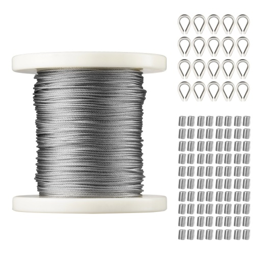 Vevor 1/16 Wire Rope Kit - 304 Stainless Steel Cable for Handrail Decking