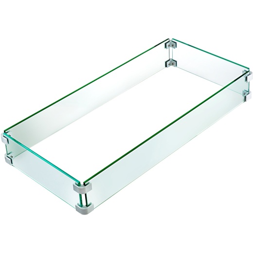 Vevor Fire Pit Wind Guard - Tempered Glass Wind Screen (29.5 X 13.6 X 4 Inch)