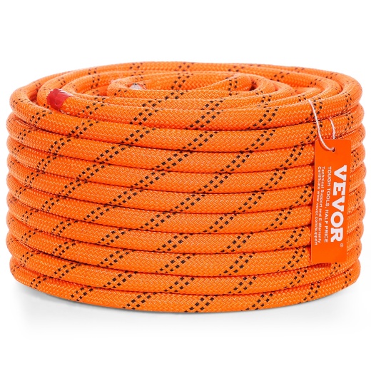 Vevor Double Braided Polyester Rope, 1/2 In X 120 Ft, 48 Strands, 8000 LBS Breaking Strength Outdoor Climbing Rope, Arborist Rigging Rope