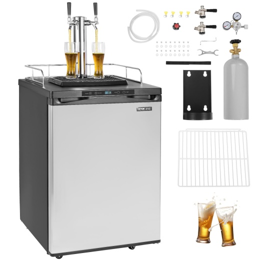 Vevor Beer Kegerator Draft Beer Dispenser Full Size Keg Refrigerator Dual Tap