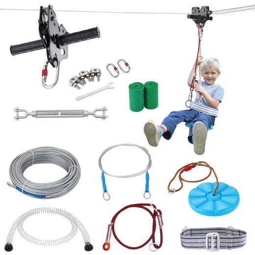 Vevor Zipline Kit for Kids and Adults - 60ft Outdoor Playground Fun