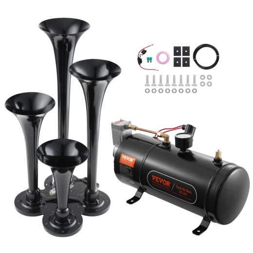 Vevor Train Horns Kit, 4 Trumpet Air Horn Kit, 150Db Train Horns For Pickup Trucks