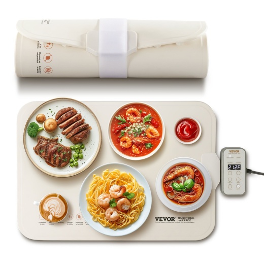 Vevor Electric Warming Tray Rollable Food Warming Mat W/ Temp Control For Buffet