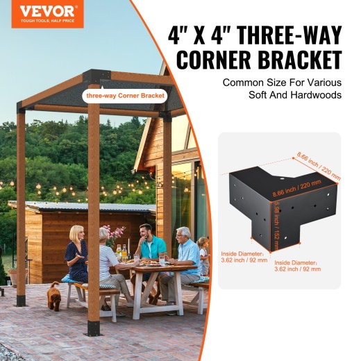 Vevor Pergola Bracket Kit 4''X4'' - Easy DIY Installation for Gazebos, Patio Pergolas, and Log Cabins