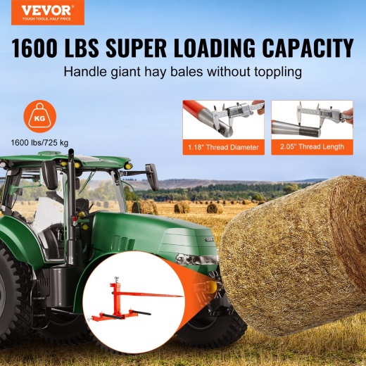 49" Hay Spear: Bale Spears with 1600Lbs Loading Capacity