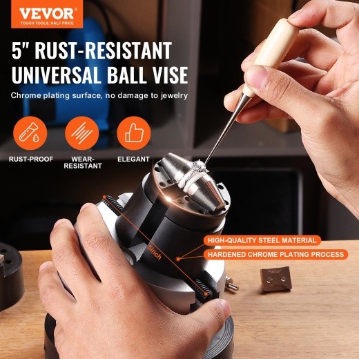 Vevor Ball Vise 5" Engraving Setting Tool | 360°Rotation Engraving Block Vise