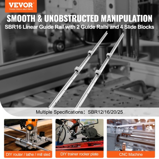 VEVOR Linear Guide Rail Set, SBR16 1500mm Kit for CNC Router Machines