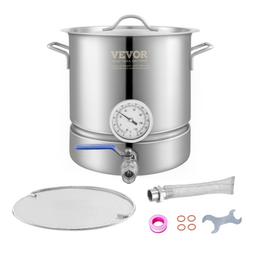 Vevor Stainless Steel Kettle, 5 Gallon Brewing Pot for Home Brewing Supplies