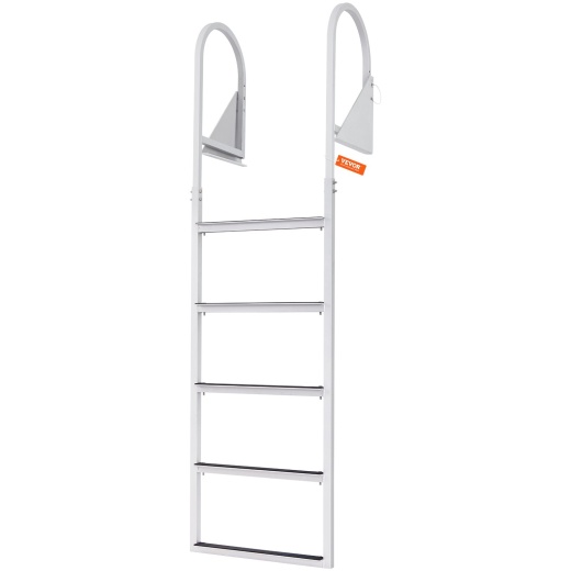 Vevor Dock Ladder, Flip-Up 5 Steps, 350 Lbs Load Capacity, Aluminum Alloy Pontoon Boat Ladder