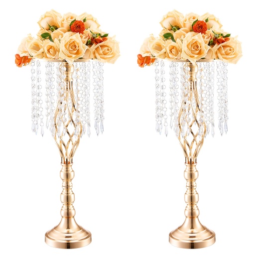 Vevor 2Pcs 55Cm/21.65” Tall Crystal Wedding Flower Stand Vase For Party Decor